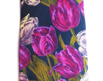 Vintage Perry Ellis Silk Tie: Tulip Floral Couture