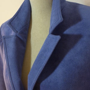 70s 80s Periwinkle ULTRA SUEDE 2-pc Woman's Skirt Suit, Animal Friendly Vegan Blue Suede Suit, Secretary Pinup Flight Attendant image 2