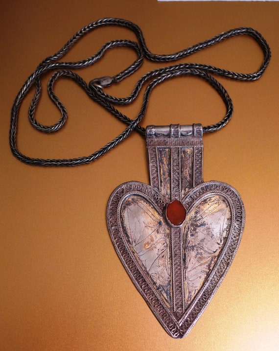 Antique Silver Heart and Chain - possibly over 100