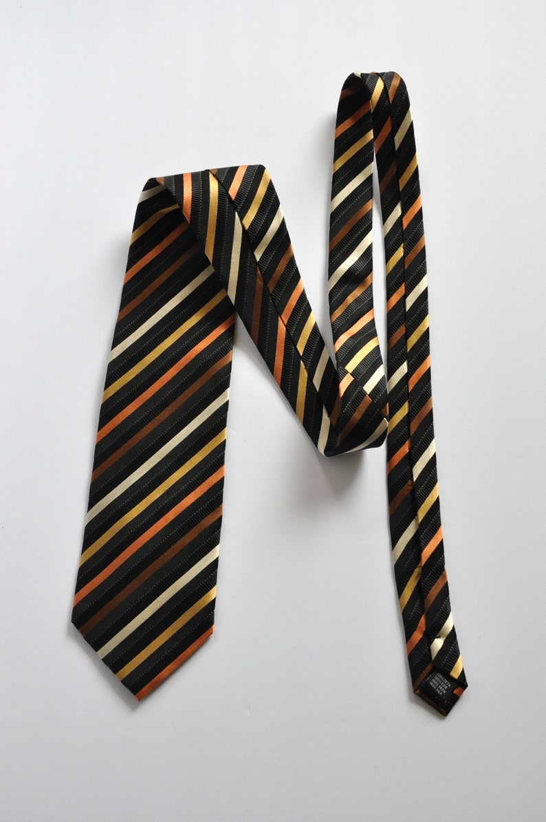 Orange Diagonal Stripes Silk Tie by Valerio Garati Business Tie Gift for Him Boss 90s Y2K 70s 80s Style Designer Menswear Father/'s Day