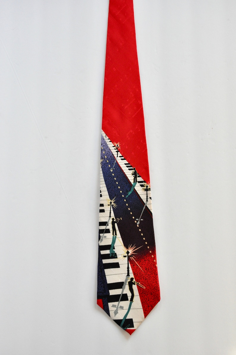 Musicians Playing on a Piano Street Father/'s Day I Am Gift for Him Boss Blues Music Tie 80s Jazz Silk Tie by Je Suis Musician Tie