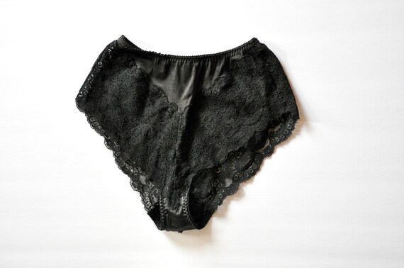 Valentino Black Nylon and Lace Panties, Vintage Si