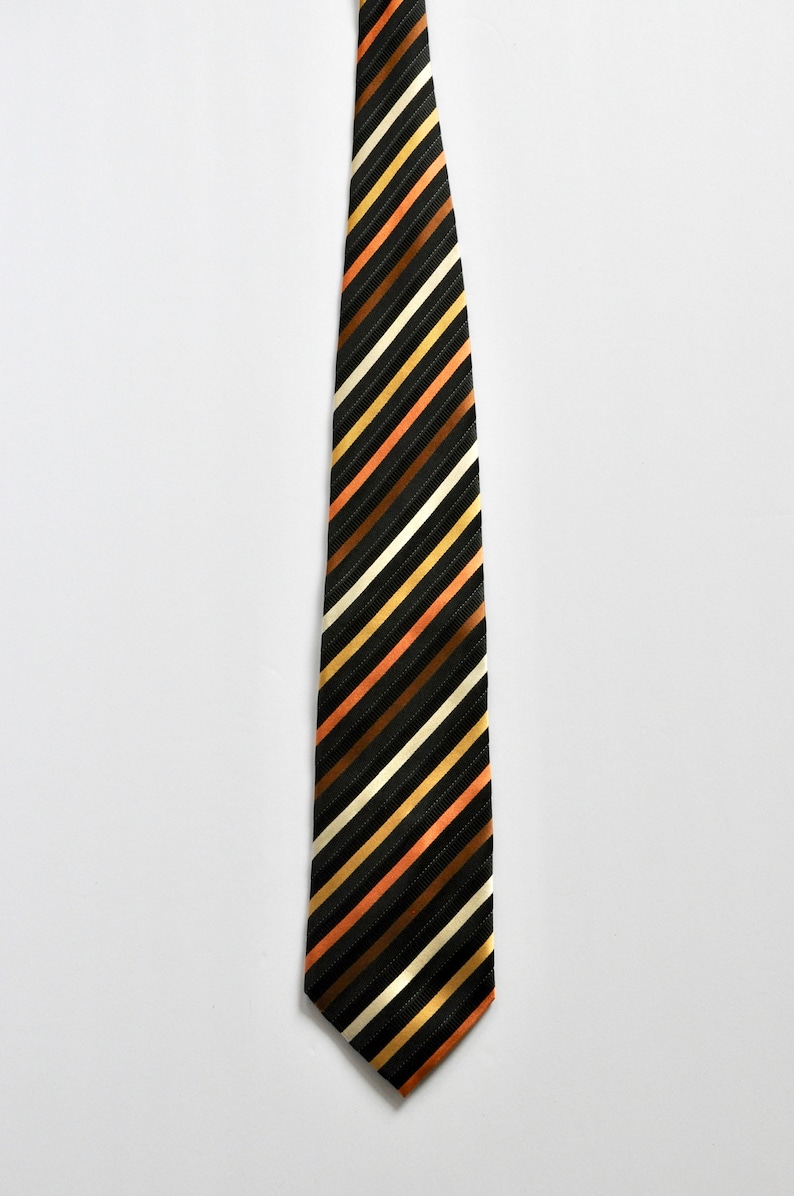 Orange Diagonal Stripes Silk Tie by Valerio Garati Business Tie Gift for Him Boss 90s Y2K 70s 80s Style Designer Menswear Father/'s Day