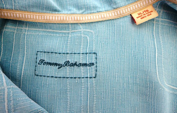 90s 60s Tommy Bahama Cyan Blue Silk 