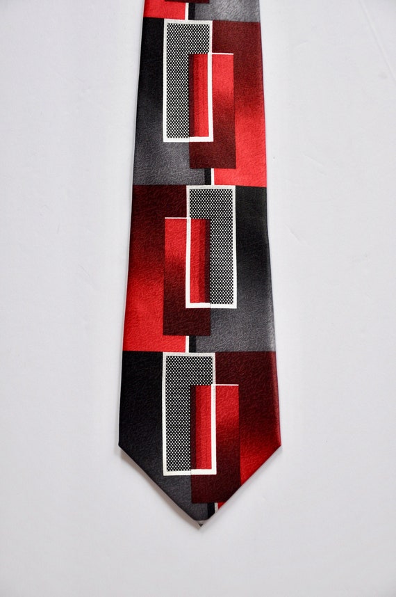 Pierre Cardin Abstract Geometric Rectangle Red Bl… - image 1