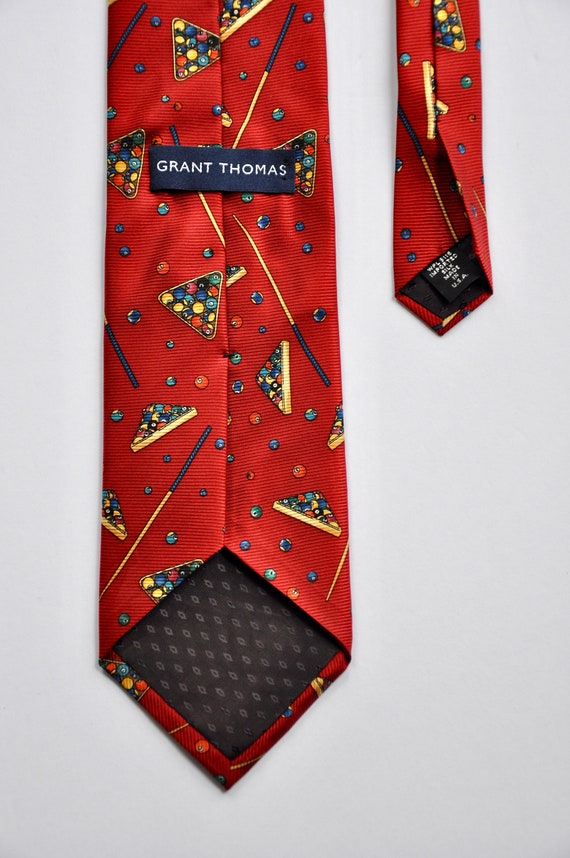 Pool Billiards Cue Sticks Novelty Silk Tie, 1980s… - image 4