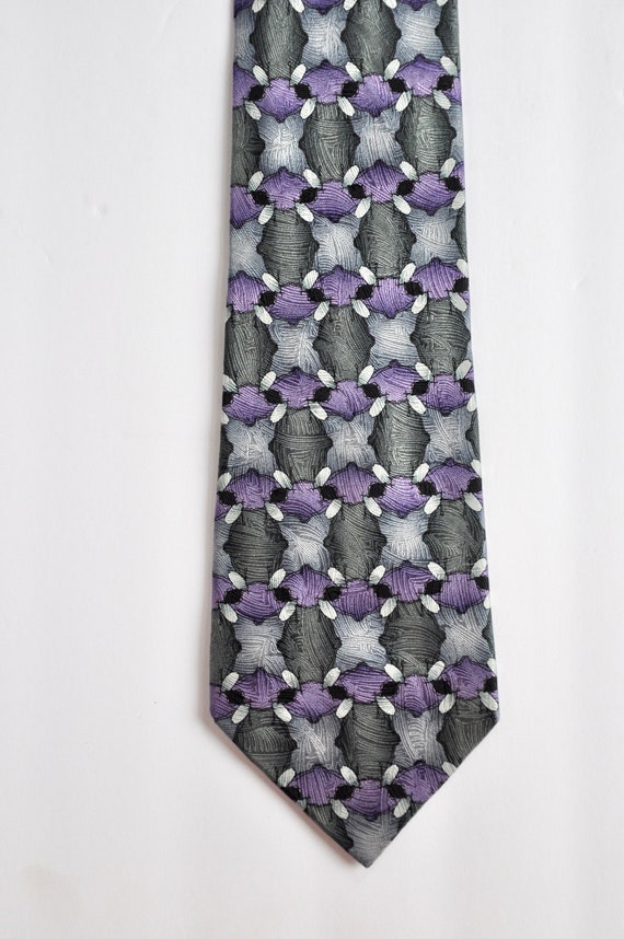 Abstract Purple / Slate Grey Silk Menswear Designe