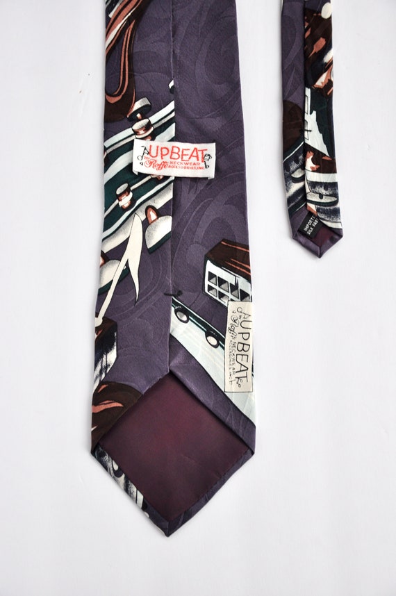 80s Jazz Musical Note Lightning Bolt Silk Tie by … - image 4