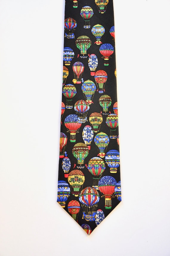 Colorful Air Balloons Novelty Silk Tie, Designer M