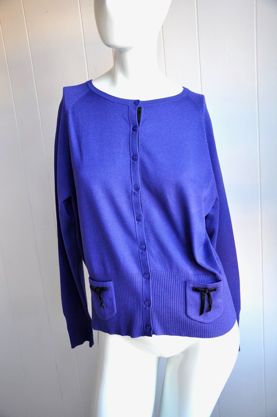 Pendleton Purple Cardigan Wool Sweater with Pocke… - image 5