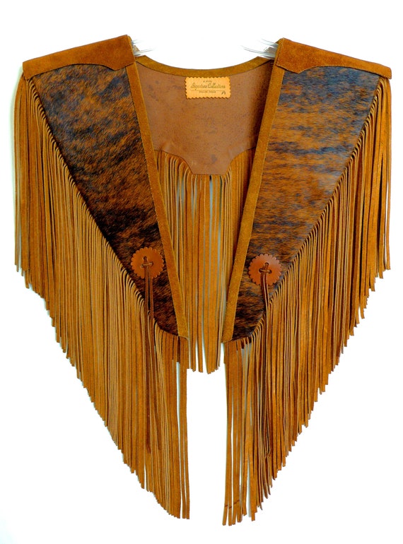 1970s Style Suede Fringe Cowhide/Horse Hair Shawl 