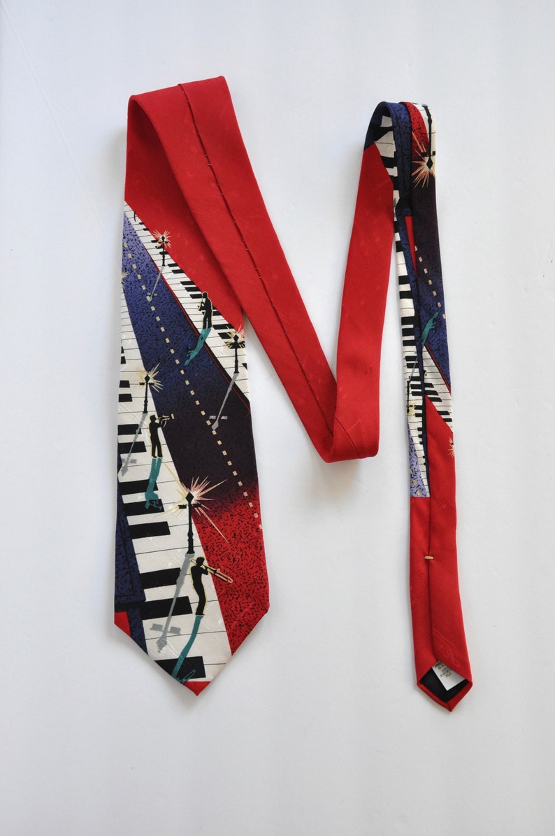 Musicians Playing on a Piano Street Father/'s Day I Am Gift for Him Boss Blues Music Tie 80s Jazz Silk Tie by Je Suis Musician Tie