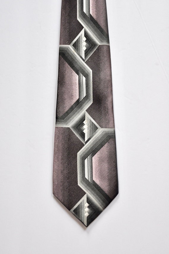 Pierre Cardin Pink Mauve Grey & White Abstract "S… - image 1
