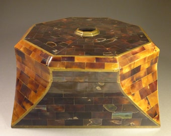 Work-of-Art Shell Covered Hexagon Wooden Box for Hide-a-Way Treasures. Ideal on a foyer table to hold your keys, wallet and essentials.