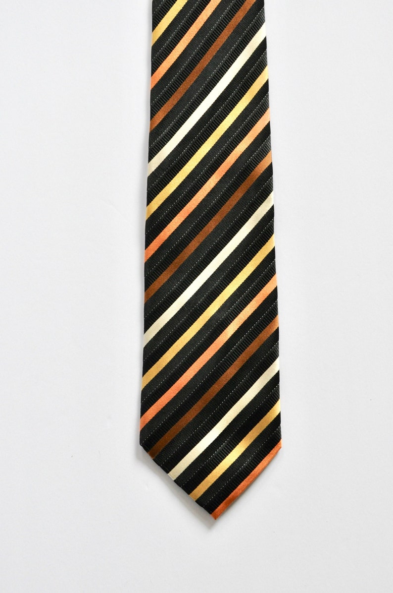 Orange Diagonal Stripes Silk Tie by Valerio Garati Business Tie Gift for Him Boss 90s Y2K 70s 80s Style Designer Menswear Father/'s Day