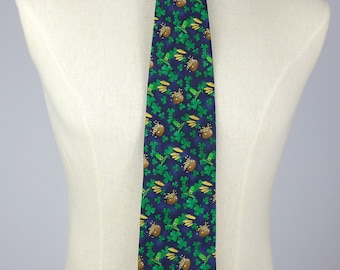 90s Silk St. Patrick's Day Tie: Shamrock, Leprechaun, Notre Dame