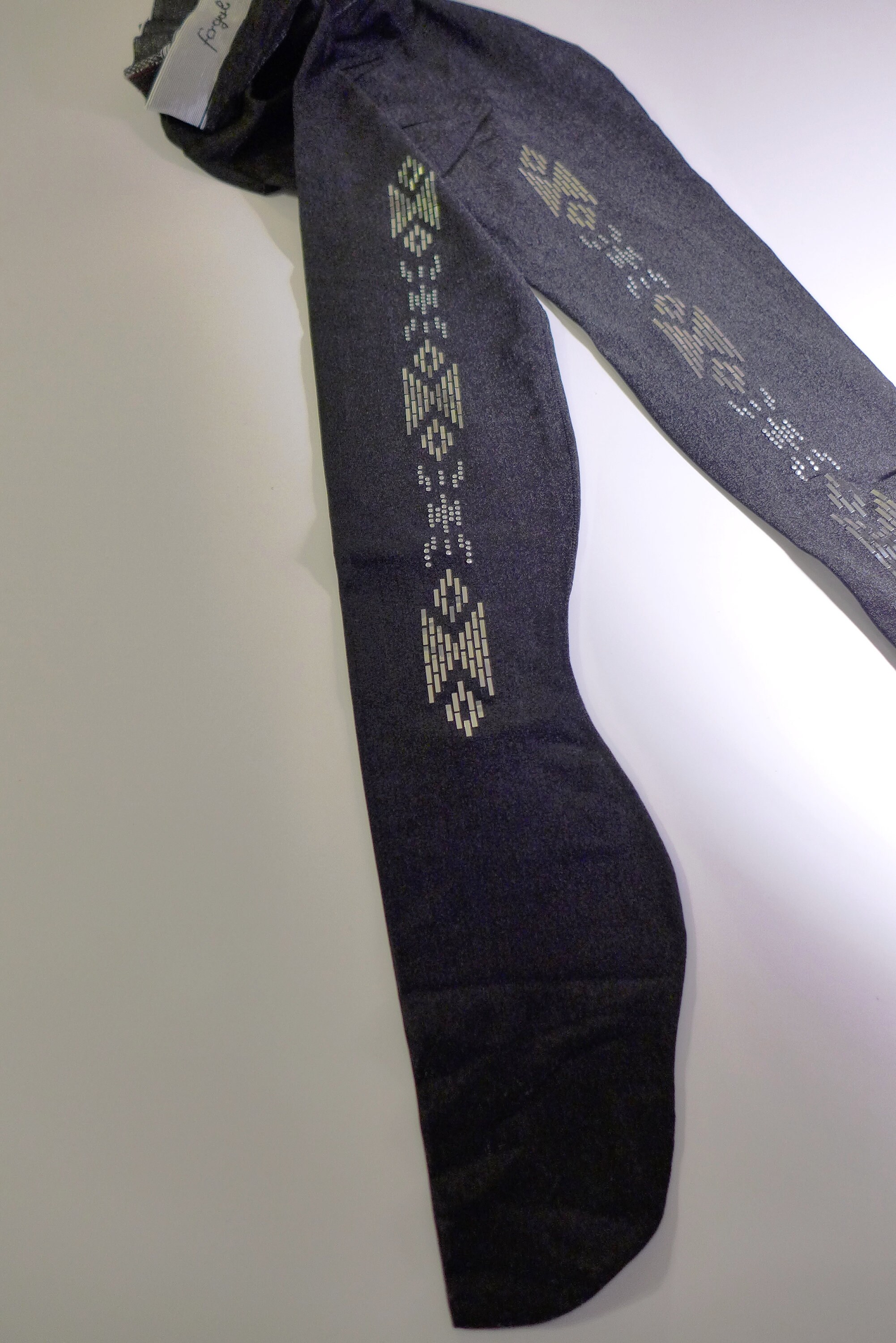 80s Designer Fogal Lustrous Pantyhose w/ Metal Applications, Made in Italy, Goth Noir Rock Glam Futuristic BDSM Dominatrix Moto Metal Punk