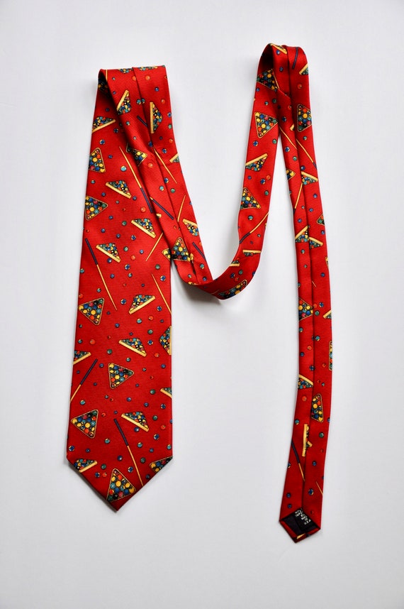 Pool Billiards Cue Sticks Novelty Silk Tie, 1980s… - image 3