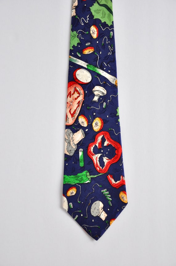 Nicole Miller 1992 Vegetable Medley Tie, Bell Pep… - image 1