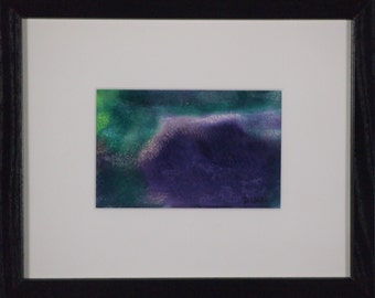 Windy Day -- Abstract Acrylic & Ink Mixed Media on Paper 4x6 in. Framed
