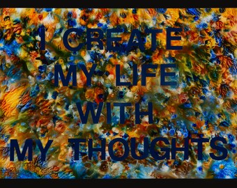 I Create My Life With My Thoughts -- Abstract Acrylic & Ink Mixed Media on Tile 24x36 in.