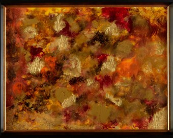 Fall Foliage -- Abstract Acrylic & Ink Mixed Media on Tile 18x24 in. Framed