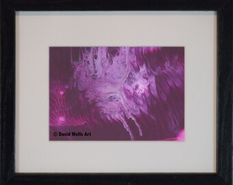 Amazement -- Abstract Acrylic & Ink Mixed Media on Paper 5x7 in. Framed