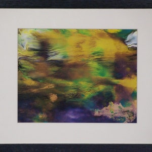 Formas cambiantes: técnica mixta abstracta de acrílico y tinta sobre papel, 8 x 10 pulgadas, enmarcado