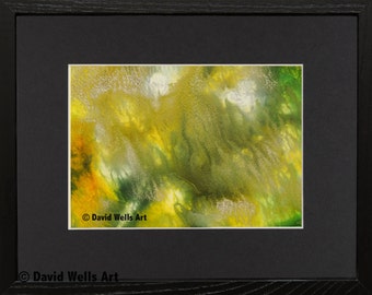 Irish Passion -- Abstract Acrylic & Ink Mixed Media on Paper 5x7 in. Framed