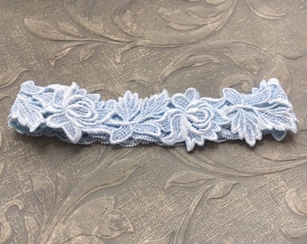 Elegant Blue Lace Floral Wedding Garter, Bridal "Something Blue" Lingerie
