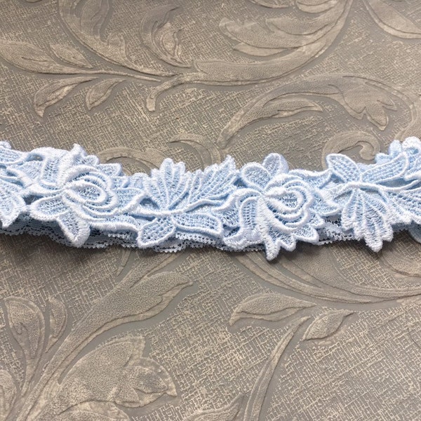 Elegant Blue Lace Floral Wedding Garter, Bridal "Something Blue" Lingerie