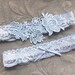 Blue Lace Wedding Garter Set, Blue Garter Set, Lace Garter, Toss Garter, Simple Lace Garters, Blue Bridal Garter Set - 'Flora' 