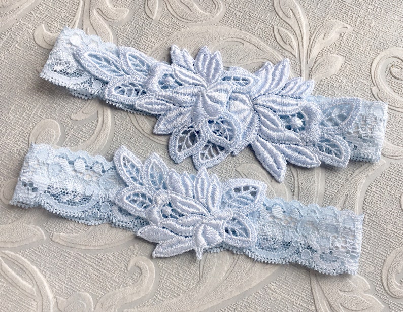 Blue Lace Wedding Garter Set Simple Lace Garters Blue Garters Bridal Garter Set Something Blue Garters Kadie Blue Garter Set