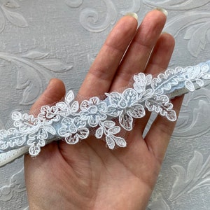 Dainty Blue Wedding Garter, Light Ivory Lace Garter, Something Blue Lace Garter, Blue Garters, Dainty Bridal Garters, Simple Blue Garter