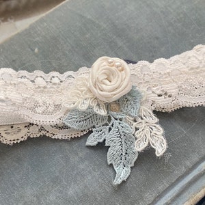 Ivory Lace Wedding Garter, Boho Garter, Bohemian, Ivory Bridal Garter, Lace Bridal Garter, Garter, Boho Wedding, &quot;Anya&quot;