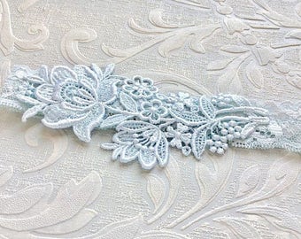Blue Lace Bridal Garter, Elegant Wedding Lingerie