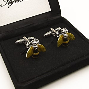 Bumble Bee Cufflinks: Bee Cufflinks Wedding Cufflinks Honey Bee Cufflinks