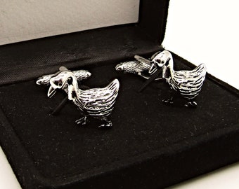 Goose Cufflinks, Wedding Cufflinks, Groom's Cufflinks, Bird Cufflinks, Men's Cufflinks, Animal Cufflinks, Geese Cufflinks