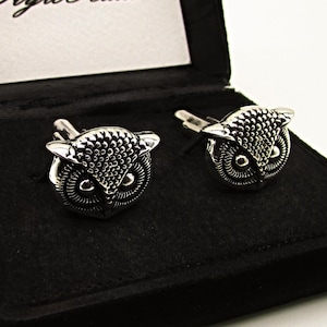 Owl Cufflinks, Wedding Cufflinks, Groom&#39;s Cufflinks, Vintage Owl Cufflinks, Men&#39;s Cufflinks, Animal Cufflinks, Owl head Cufflinks