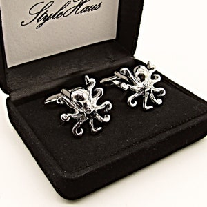 Octopus Cufflinks, Wedding Cufflinks, Groom's Cufflinks, Silver Octopus Cufflinks, Men's Cufflinks, Octopus Cufflinks