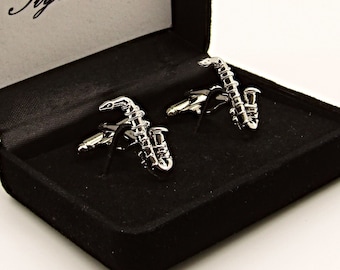 Music Cufflinks, Saxophone Cufflinks, Sax Cufflinks, Men's Cufflinks, Gift for men, Musical Note Cufflinks