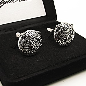 Owl Cufflinks, Wedding Cufflinks, Groom&#39;s Cufflinks, Vintage Owl Cufflinks, Men&#39;s Cufflinks, Animal Cufflinks, Owl head Cufflinks