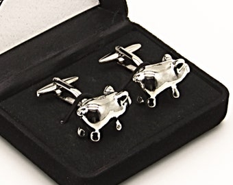 Pig Cufflinks, Wedding Cufflinks, Groom's Cufflinks, Men's Cufflinks, Animal Cufflinks, Farm Cufflinks