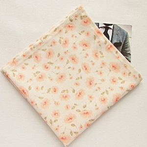 Orange Floral Pocket Square, Wedding Pocket Square, Groom&#39;s Pocket Square, White Orange Pocket Square