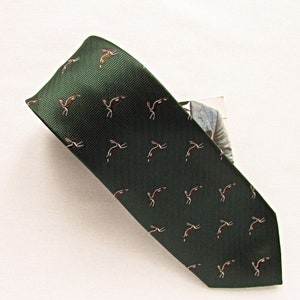 Dark Green Hare Print Tie: Groom&#39;s Wedding Necktie