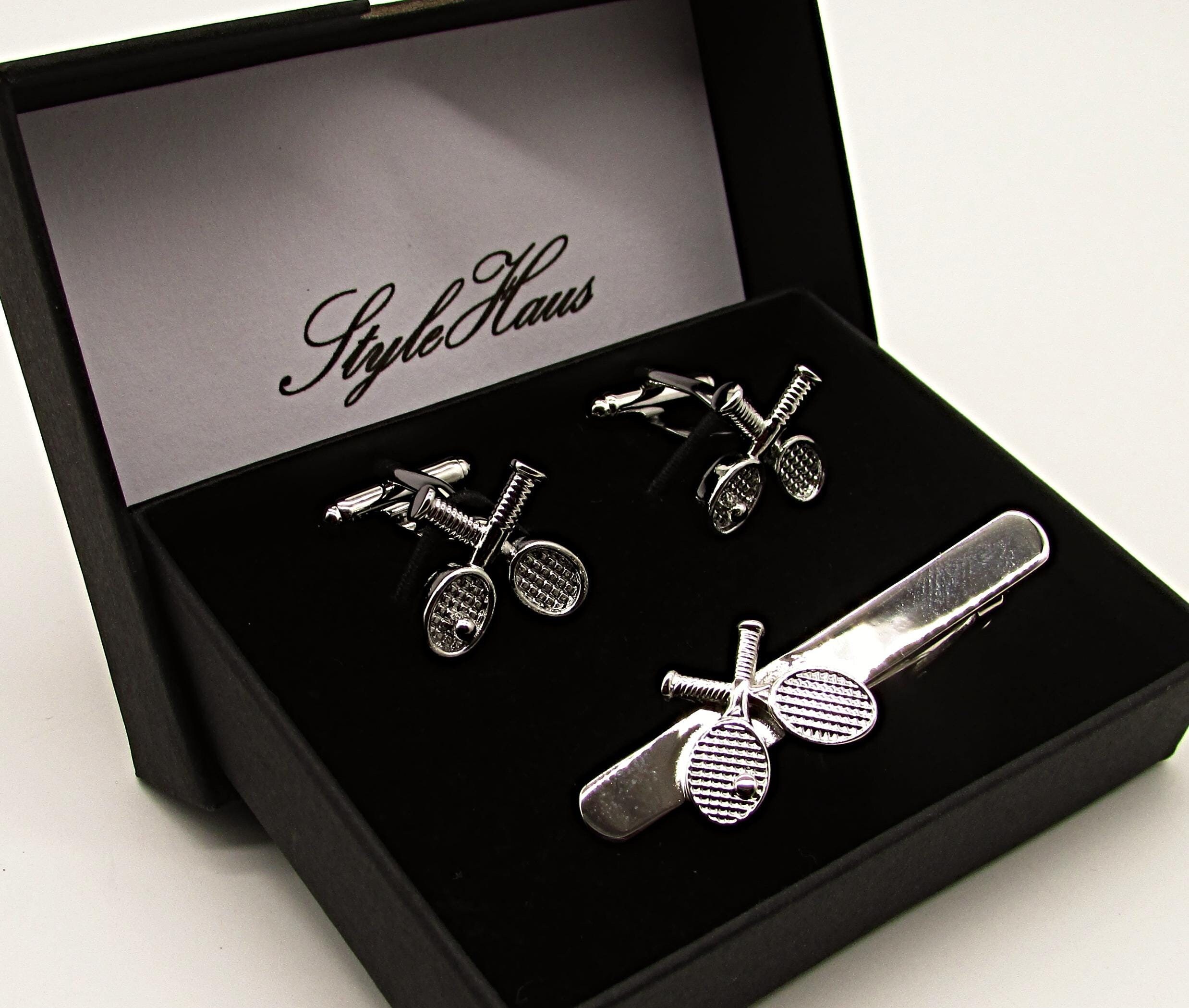 Tennis Racket Cufflinks, Tennis Tie Clip, Tennis Cufflinks, Men's Cufflinks, Gift for men, Tennis Tie Bar, Cufflinks, Tennis Racket Tie Clip