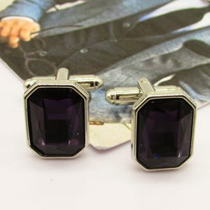Amethyst Stone Cufflinks, Wedding Cufflinks, Amethyst Cufflinks, Men&#39;s Cufflinks, Gift for men