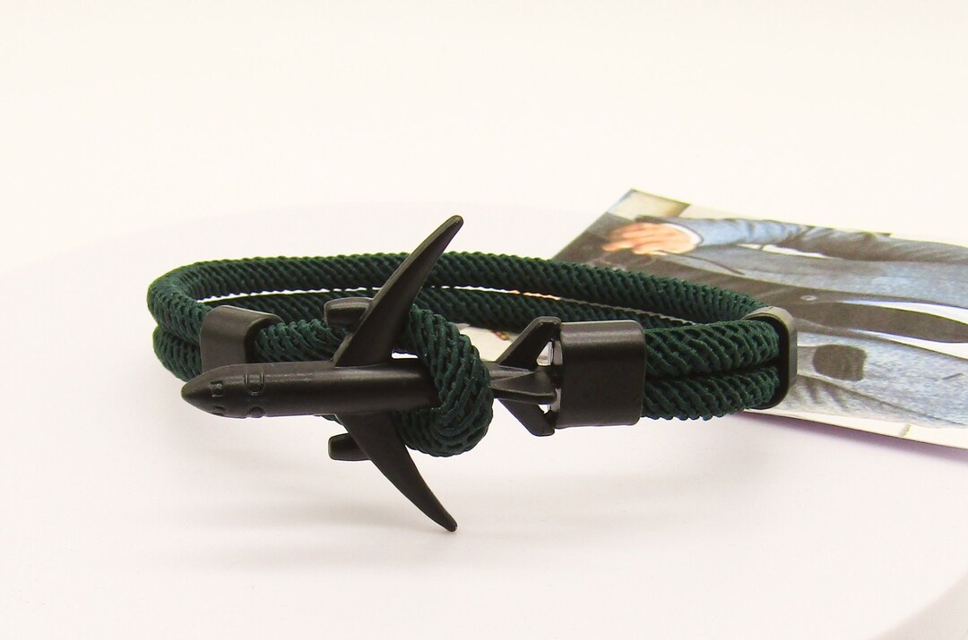 Airplane Bracelet Emerald Green Rope Bracelet Green Rope Etsy