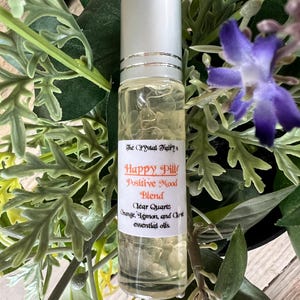 Happy Pill Positive Mood Crystal Essential Oil Blend // Essential Oil Blend // Crystal Infused Essential Oil Blend