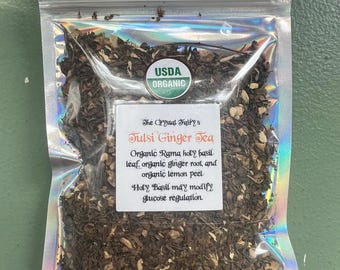 Organic Tulsi Ginger Tea: Holy Basil, Lemon Peel